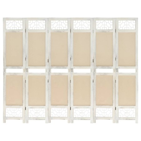 Cloison de séparation 6 panneaux Crème 210x165 cm Tissu 583511583511