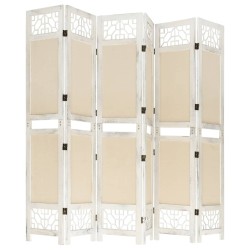 Cloison de séparation 6 panneaux Crème 210x165 cm Tissu 583511583511