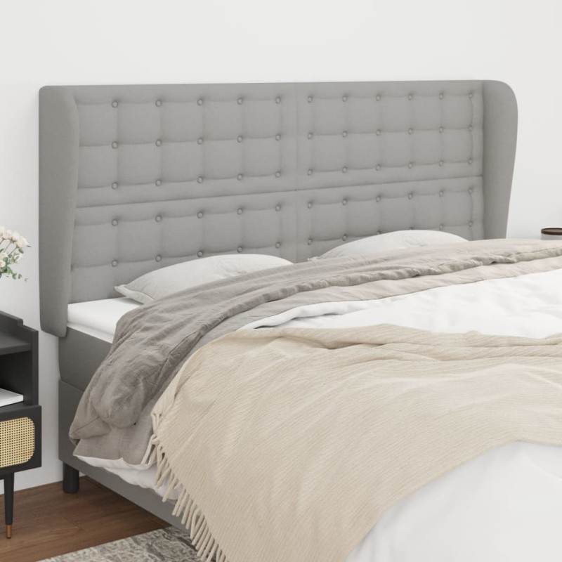 Tête de lit avec oreilles Gris clair 203x23x118/128 cm Tissu 583519583519