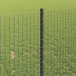 Clôture en fil soudé avec poteaux 10 x 1 m Acier galvanisé Gris 583533583533