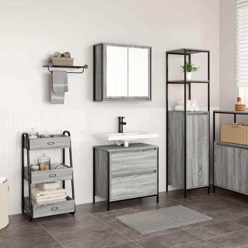 Ensemble de meubles de salle de bain 2 pcs en bois d'ingénierie gris Sonoma 583536583536