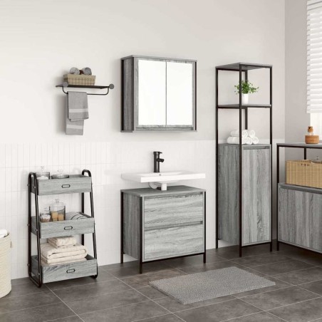 Ensemble de meubles de salle de bain 2 pcs en bois d'ingénierie gris Sonoma 583536583536