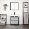 Ensemble de meubles de salle de bain 2 pcs en bois d'ingénierie gris Sonoma 583536583536