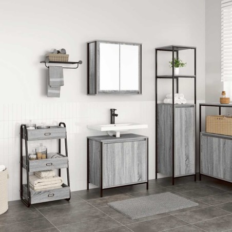 Ensemble de meubles de salle de bain 2 pcs en bois d'ingénierie gris Sonoma 583537583537