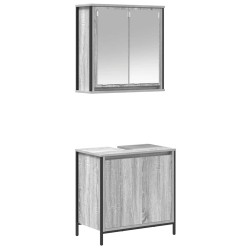 Ensemble de meubles de salle de bain 2 pcs en bois d'ingénierie gris Sonoma 583537583537