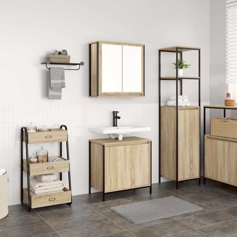 Ensemble de meubles de salle de bain 2 pcs en bois d'ingénierie chêne Sonoma 583582583582