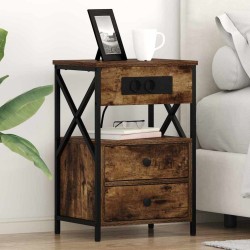 Cabinet de chevet avec tiroir 2 pcs Chêne fumé 40 x 31 x 60 cm 583618583618