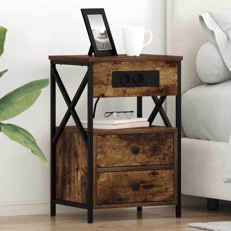 Cabinet de chevet avec tiroir 2 pcs Chêne fumé 40 x 31 x 60 cm 583618583618