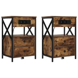 Cabinet de chevet avec tiroir 2 pcs Chêne fumé 40 x 31 x 60 cm 583618583618