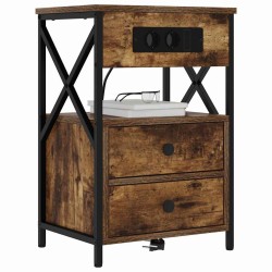 Cabinet de chevet avec tiroir 2 pcs Chêne fumé 40 x 31 x 60 cm 583618583618