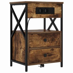 Cabinet de chevet avec tiroir 2 pcs Chêne fumé 40 x 31 x 60 cm 583618583618