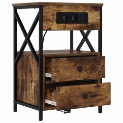 Cabinet de chevet avec tiroir 2 pcs Chêne fumé 40 x 31 x 60 cm 583618583618
