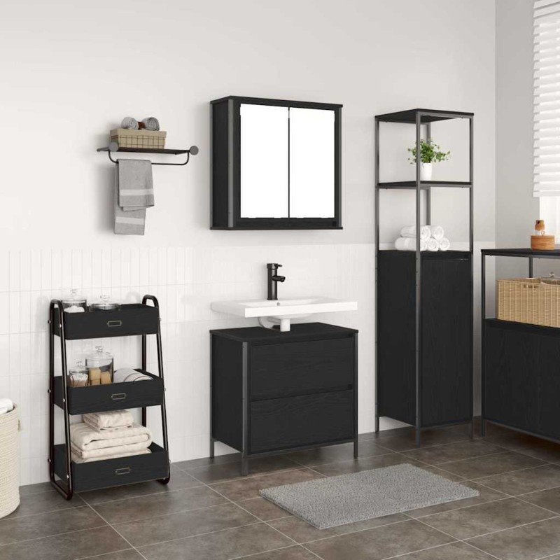 Ensemble de meubles de salle de bain 2 pcs en chêne noir et bois d'ingénierie 583628583628