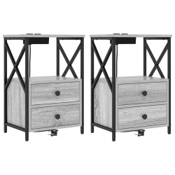 Cabinet de chevet avec tiroir 2 pcs Gris Sonoma 40 x 31 x 60 cm 583639583639