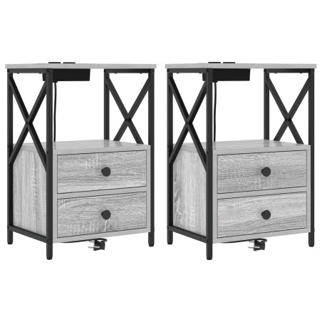 Cabinet de chevet avec tiroir 2 pcs Gris Sonoma 40 x 31 x 60 cm 583639583639