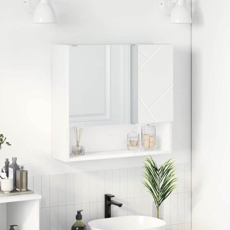 Armoire Miroir Blanc 59 x 17 x 55 cm Bois d'ingénierie 583657583657