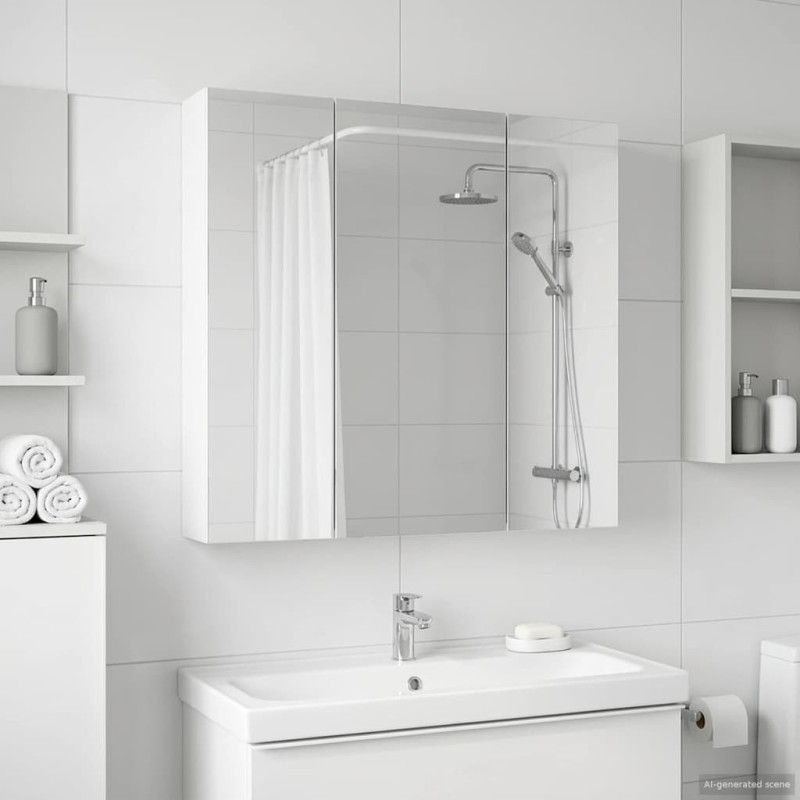 Armoire Miroir de Salle de Bain Blanc 70 x 14,5 x 70 cm 583661583661