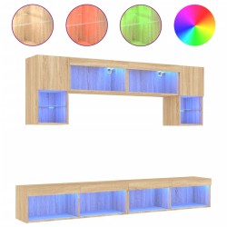 Unités murales TV avec LED 6 pcs chêne sonoma bois d'ingénierie 583662583662