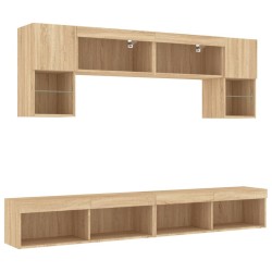 Unités murales TV avec LED 6 pcs chêne sonoma bois d'ingénierie 583662583662