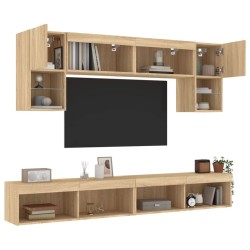 Unités murales TV avec LED 6 pcs chêne sonoma bois d'ingénierie 583662583662
