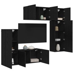 Unité murale de TV 5 pcs Chêne noir Bois d'ingénierie 583672583672
