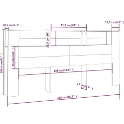Armoire de tête de lit Noir 220x18,5x104,5 cm 583675583675