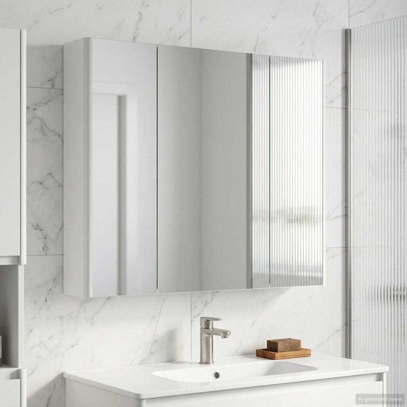 Armoire Miroir de Salle de Bain Blanc 83,5 x 15,5 x 70 cm 583679583679