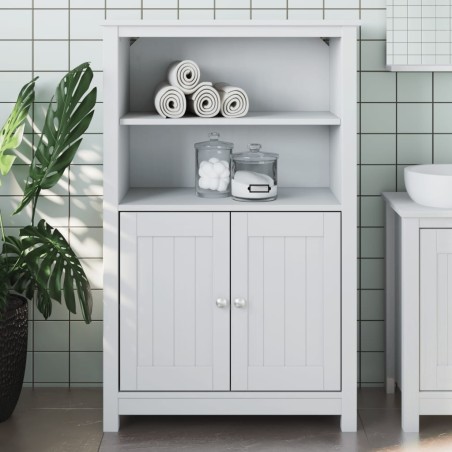 Armoire de salle de bain BERG blanc 69,5x34x110 cm pin massif 583689583689