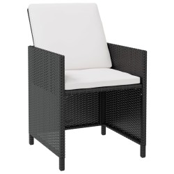 Ensemble à manger d'extérieur 11pcs Rotin et bois d'acacia Noir 583693583693