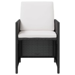 Ensemble à manger d'extérieur 11pcs Rotin et bois d'acacia Noir 583693583693