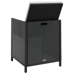 Ensemble à manger d'extérieur 11pcs Rotin et bois d'acacia Noir 583693583693