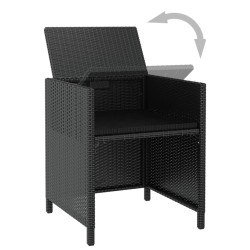 Ensemble à manger d'extérieur 11pcs Rotin et bois d'acacia Noir 583693583693