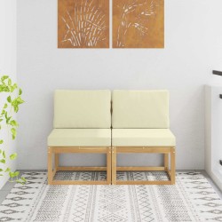 2 Pièce Sofa de milieu extérieur Bois d'Acacia Massif Blanc 583703583703