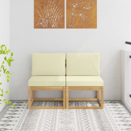 2 Pièce Sofa de milieu extérieur Bois d'Acacia Massif Blanc 583703583703