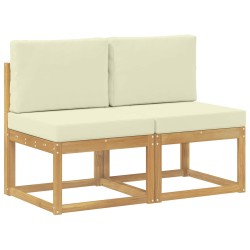 2 Pièce Sofa de milieu extérieur Bois d'Acacia Massif Blanc 583703583703