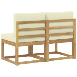 2 Pièce Sofa de milieu extérieur Bois d'Acacia Massif Blanc 583703583703