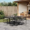 Ensemble à manger de jardin coussins 7 pcs noir résine tressée 583706583706