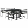 Ensemble à manger de jardin coussins 7 pcs noir résine tressée 583706583706