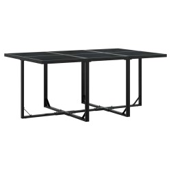 Ensemble à manger de jardin coussins 7 pcs noir résine tressée 583706583706