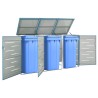 Abri pour trois poubelles 207x77,5x115 cm Inox 583707583707