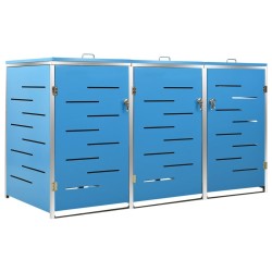 Abri pour trois poubelles 207x77,5x115 cm Inox 583707583707