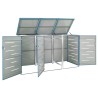 Abri pour trois poubelles 207x77,5x115 cm Inox 583707583707