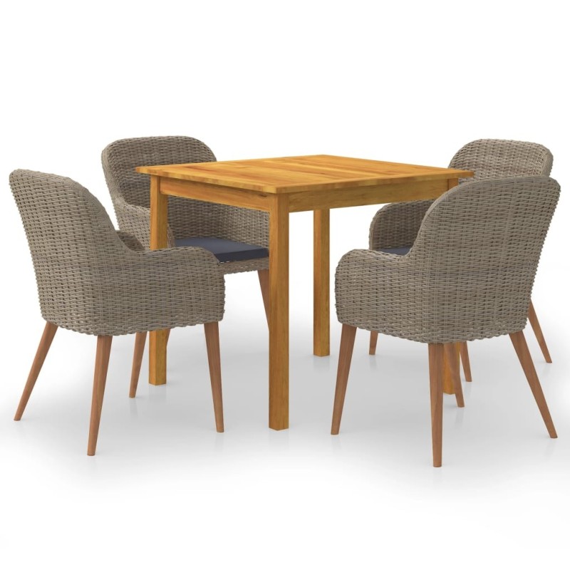 Ensemble à manger de jardin 5 pcs Marron 583721583721