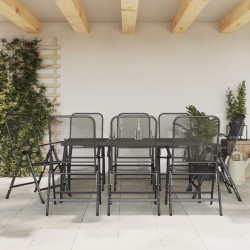 Ensemble à manger de jardin 9 pcs anthracite métal maille 583722583722