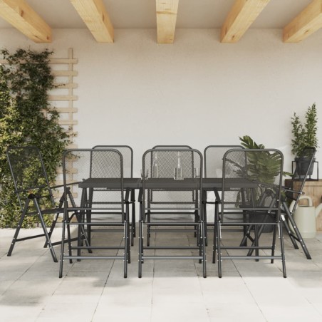 Ensemble à manger de jardin 9 pcs anthracite métal maille 583722583722