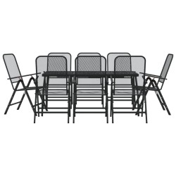 Ensemble à manger de jardin 9 pcs anthracite métal maille 583722583722