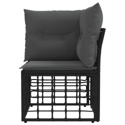 Unité de canapé d'angle modulable pour extérieur Noir polyrotin 583724583724