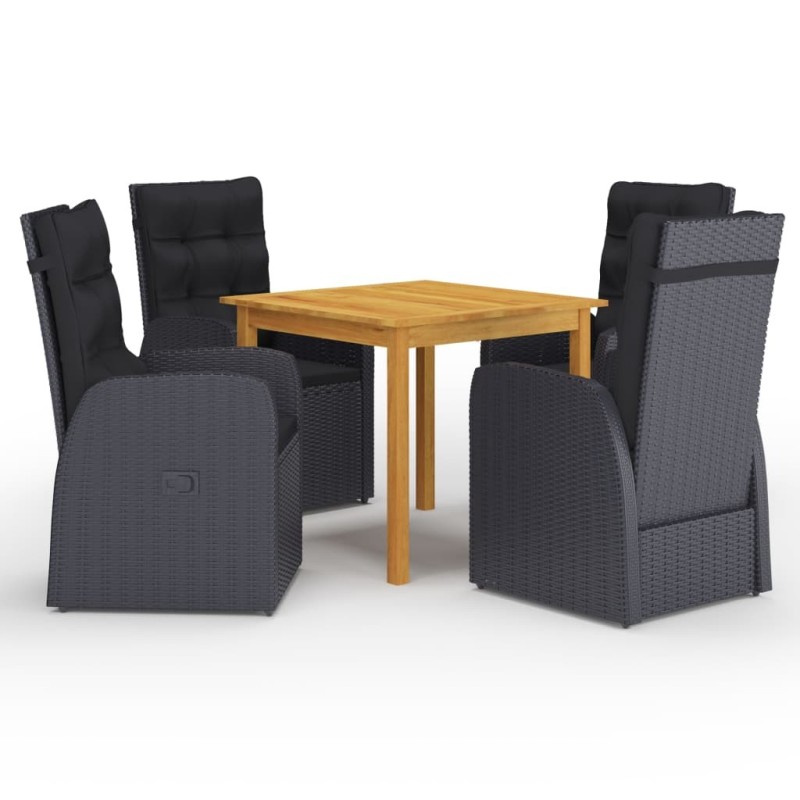 Ensemble à manger de jardin 5 pcs Noir 583725583725