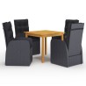 Ensemble à manger de jardin 5 pcs Noir 583725583725