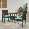 Chaises de jardin 2 pcs Noir et turquoise Poly Rattan et Acacia 583737583737